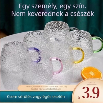 Füles teáscsésze (hőálló üveg; kézzel égetett; egy rétegű)