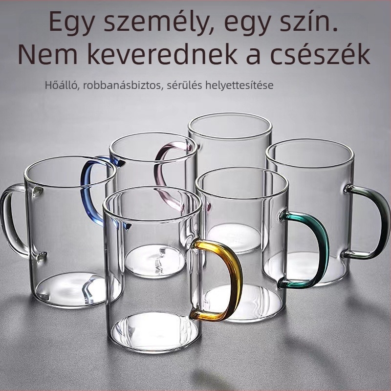 Füles teáscsésze (hőálló üveg; kézzel égetett; egy rétegű)