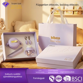 Biboo Bébi evőeszközök ajándékdobozban – 5 darab szilikon étkészlet 6 hónapos kortól
