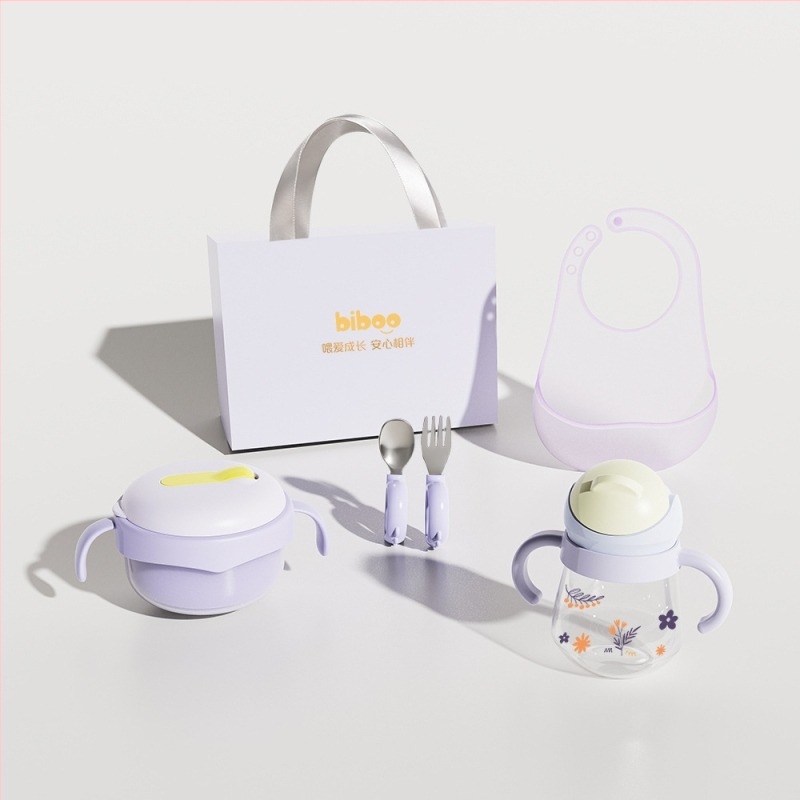 Biboo Bébi evőeszközök ajándékdobozban – 5 darab szilikon étkészlet 6 hónapos kortól