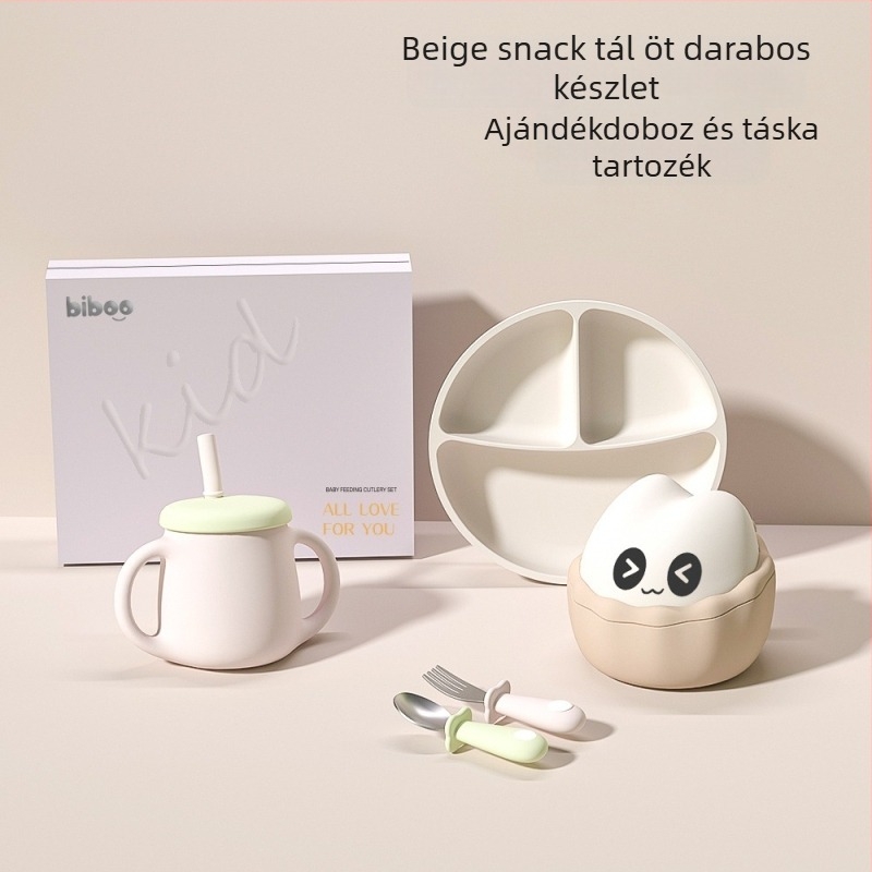 Biboo Bébi evőeszközök ajándékdobozban – 5 darab szilikon étkészlet 6 hónapos kortól