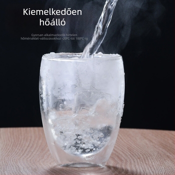Kétfalú üvegpohár – hőálló, kör alakú, logóval nyomtatva