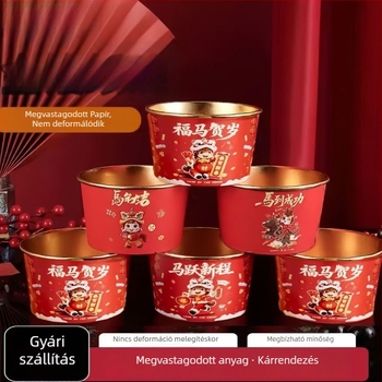 Egyetlenhasználatos papír pohár- és tálkészlet, 50 db, Új kínai stílus, Biodegradálható, Termékkód YF865QFBQ6F6QU