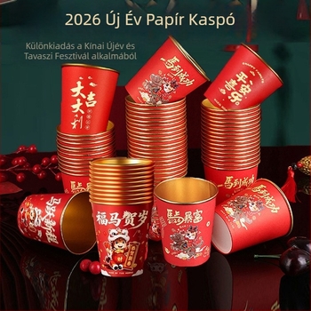 Egyetlenhasználatos papír pohár- és tálkészlet, 50 db, Új kínai stílus, Biodegradálható, Termékkód YF865QFBQ6F6QU