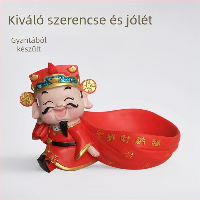 Gyanta gyümölcs tál díszfigura Gazdagság Istene motívummal, otthoni és irodai asztali díszítéshez, új kínai stílusban