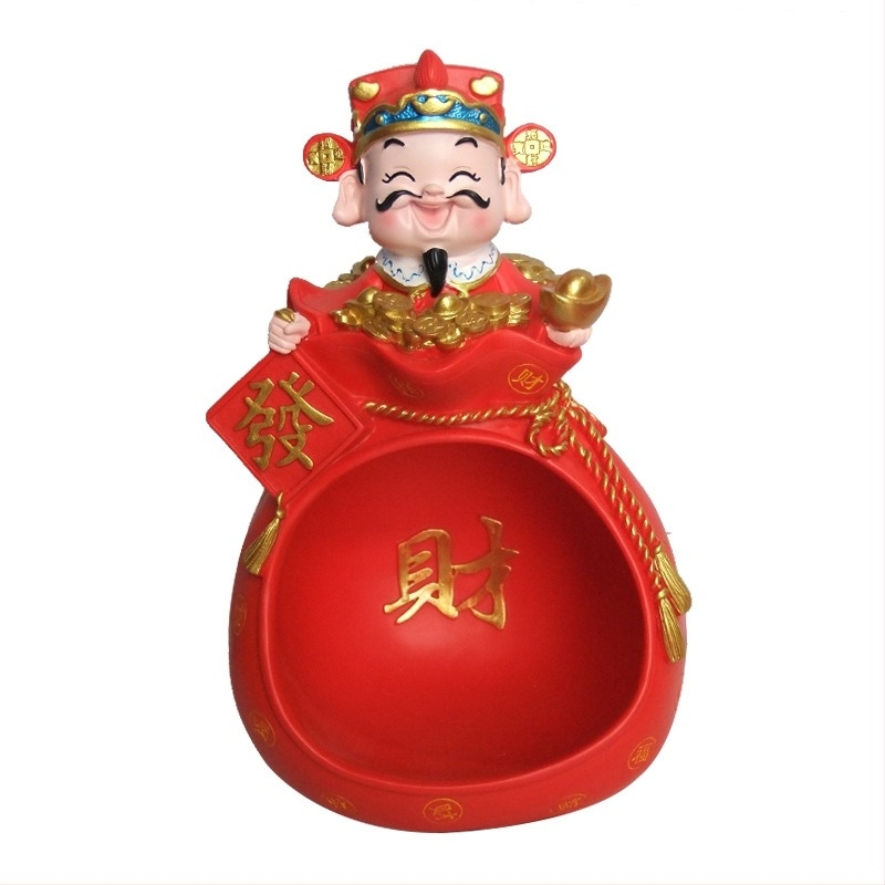 Gyanta gyümölcs tál díszfigura Gazdagság Istene motívummal, otthoni és irodai asztali díszítéshez, új kínai stílusban