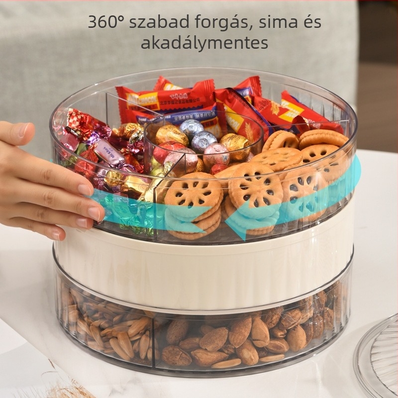 Forogó, többrétegű gyümölcstál, átlátszó, snack szervező, nappalira alkalmas, egyszerű stílus