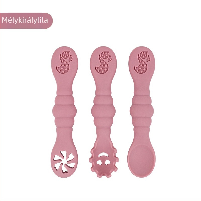 LX Baba etetőkanál – élelmiszer-minőségű szilikon, 12 hónapos kortól, 3 darabos készlet