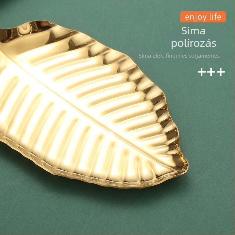 Arany színű 304 rozsdamentes acél konyhai tálca, gyümölcs és nassolnivalók számára, formája nem szabályos, átmérő 11–11,9 cm, finom polírozás, könnyed luxus retro stílus.