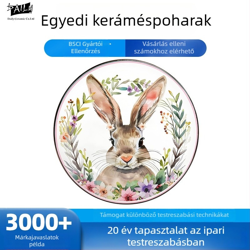 Porcelános tál, kör alakú, testreszabható logó, overglaze dekoráció, mikrohullámú sütőben használható