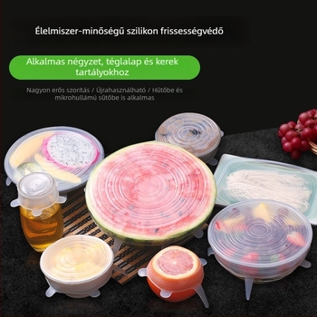 Szilikon frissességmegőrző fedők, 6 darabos készlet, többfunkciós tálfedők, nyújtható szilikon fedők élelmiszer-frissesség megőrzéséhez, konyha és otthon