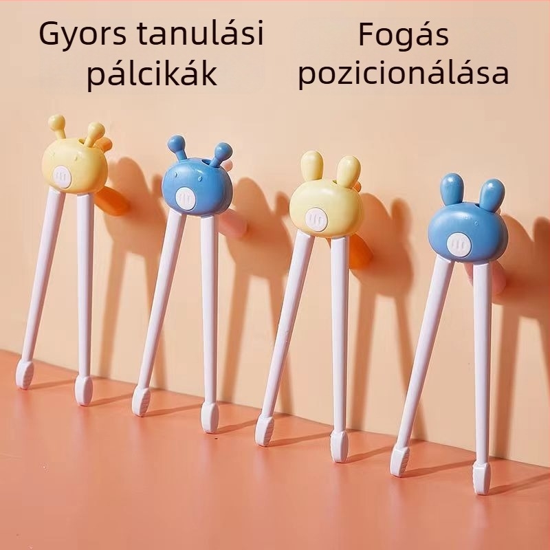 Gyerekeknek való tanuló evőpálcikák tigris-száj dizájnnal – ABS anyag, 6 hónapos kortól, 1 készlet, aranyos stílus