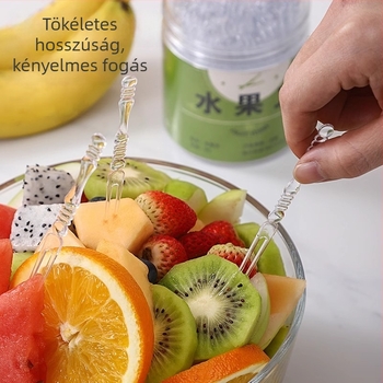 Egyszer használatos műanyag gyümölcsvilla, modern minimalist design, tükrös felület, prémium minőség