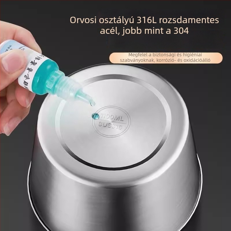 316-os élelmiszer-minőségű rozsdamentes acél ebédes doboz fedéllel, szigetelt, mikrózható, kerek formájú