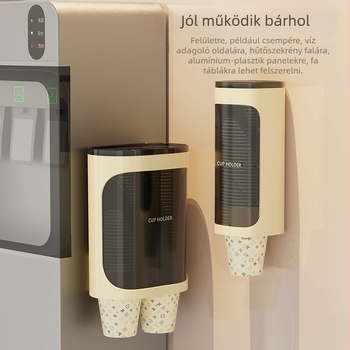 LOOCOO Automatikus pohárkihúzó és falra szerelhető papírtartó, ABS+PS, fúráss nélküli, 0,32–0,52 kg