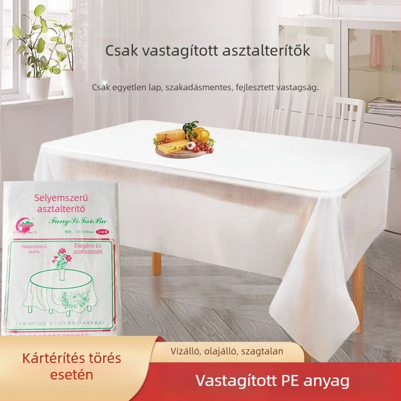 Egyszer használatos kerek asztalterítő, PE anyagból, nem lebomló, eltarthatóság 12 hónap