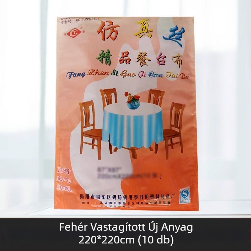 Egyszer használatos kerek asztalterítő, PE anyagból, nem lebomló, eltarthatóság 12 hónap