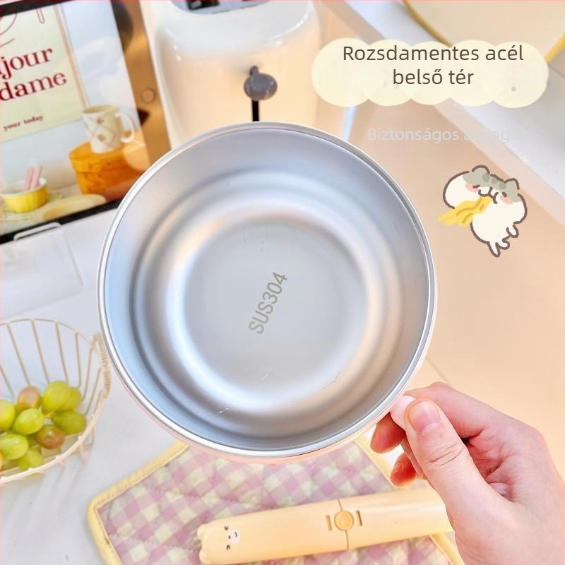 Instant tál tészta 304 rozsdamentes acélból, fedéllel, nagy kapacitás, kockás mintázat, modern minimalist stílus