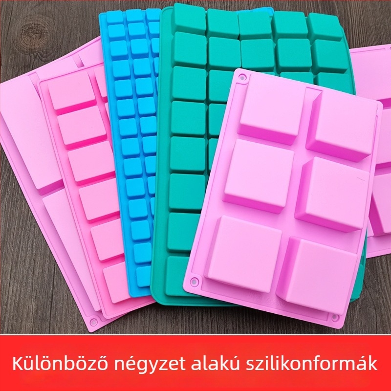 DIY négyzetes szilikon sütőforma — élelmiszer-minőségű platina-szilikon, könnyű kiemelés, szórakoztató kézműves muffin forma