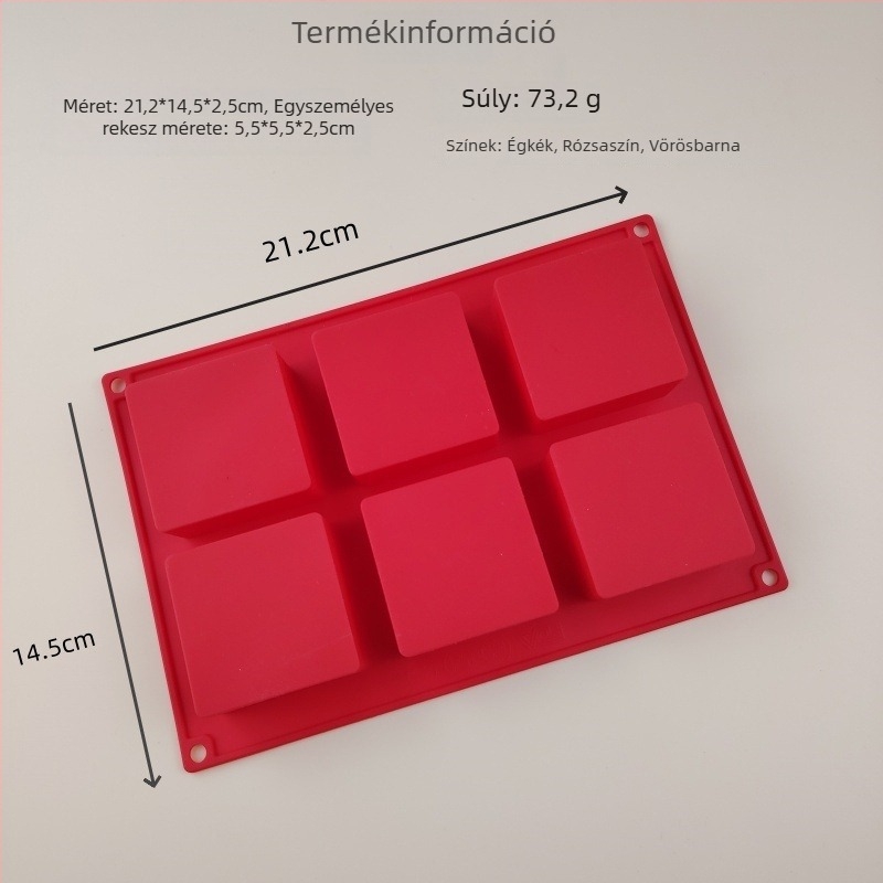 DIY négyzetes szilikon sütőforma — élelmiszer-minőségű platina-szilikon, könnyű kiemelés, szórakoztató kézműves muffin forma