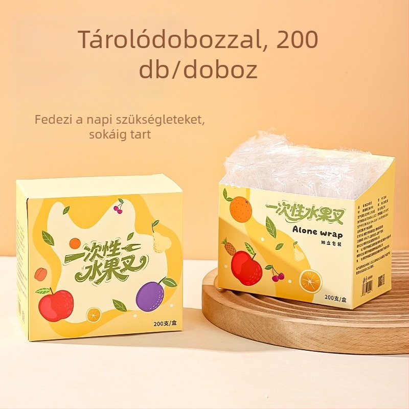 Egyszer használatos gyümölcs villa, egyedi csomagolásban, élelmiszer-minőségű, babáknak és gyerekeknek