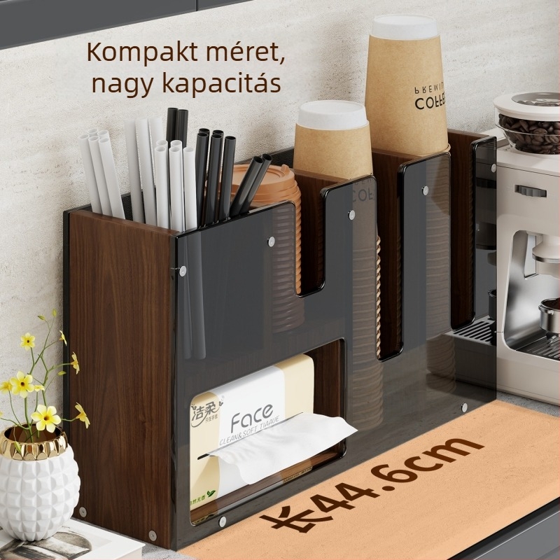 Csésze tartó és irodai rendező | Nordic stílus, akril + sűrűségtábla, asztali tároló, asztalra történő elhelyezés, szabványos specifikáció
