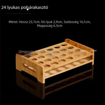 Csészatartó bambusz‑fa – Asztali pohártartó, 24 lyuk, Új kínai stílus