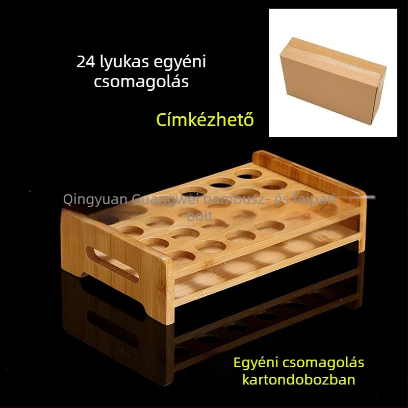 Csészatartó bambusz‑fa – Asztali pohártartó, 24 lyuk, Új kínai stílus