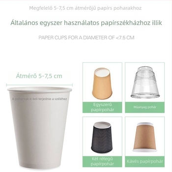 Műanyag asztali pohártartó, lyukasztás nélküli, modern minimál dizájn