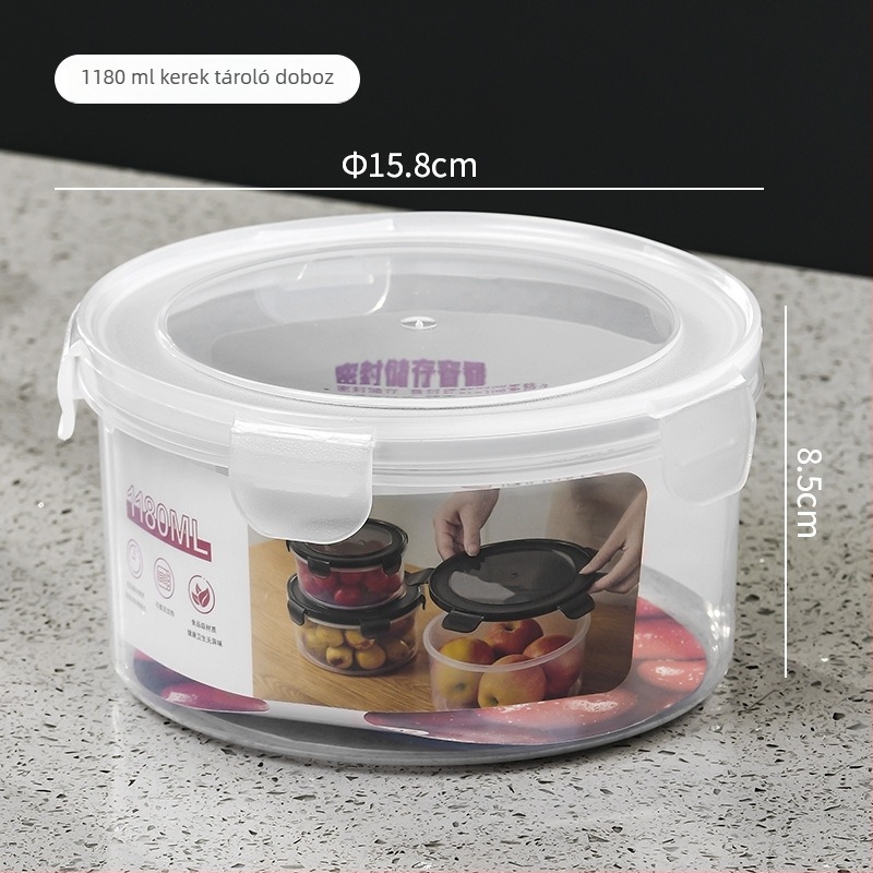 Élelmiszer-minőségű PP négyszögletes ételtároló, 800–1000 ml, mikrohullámú sütőben használható, zárható fedél, háztartási célokra