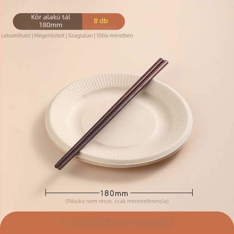 Papírból készült egyszer használatos edények: tálak, tányérok és tálcák – kör alakú – biológiailag lebomló – Camellia