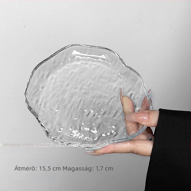 Szabálytalan felhő mintázatú üvegtányér – átlátszó gyümölcs- és nassoló tál, modern egyszerű stílus