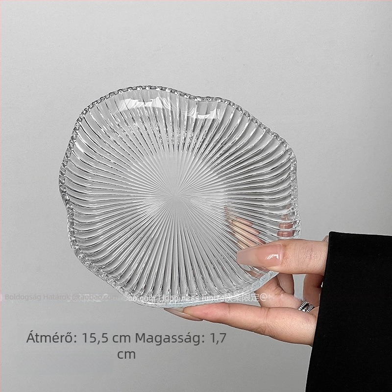 Szabálytalan felhő mintázatú üvegtányér – átlátszó gyümölcs- és nassoló tál, modern egyszerű stílus