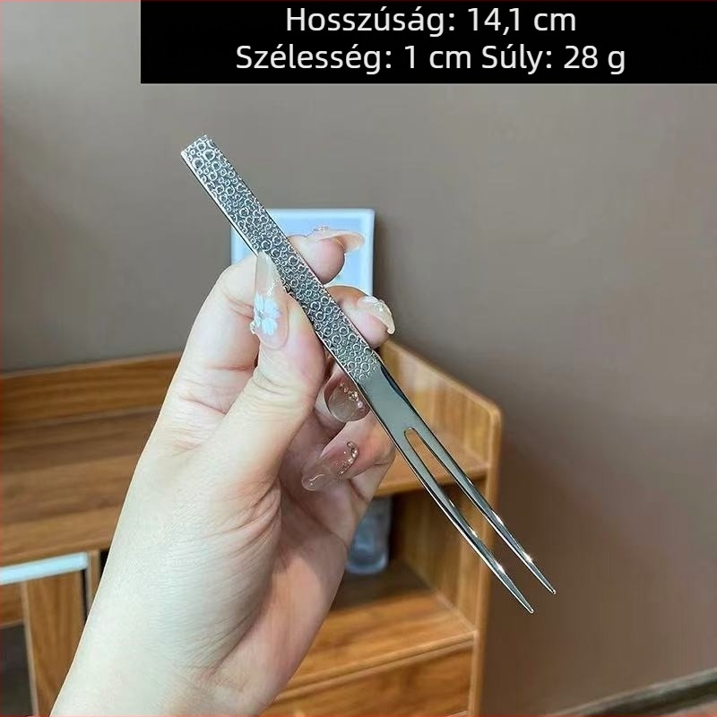 Kalapácsolt rozsdamentes acél gyümölcsvilla — kétfogú desszertvilla készlet otthoni és szállodai használatra