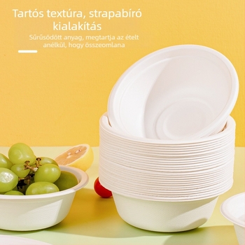 Egyszer használatos korong alakú tál, kör vagy négyzet formájú, tömeg 75–123 g