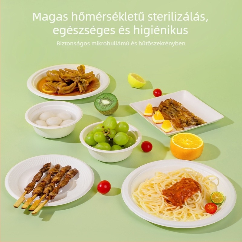 Egyszer használatos korong alakú tál, kör vagy négyzet formájú, tömeg 75–123 g