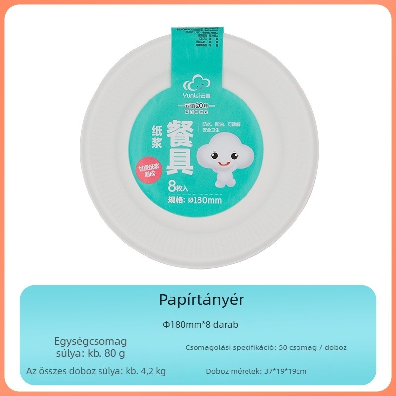 Egyszer használatos korong alakú tál, kör vagy négyzet formájú, tömeg 75–123 g