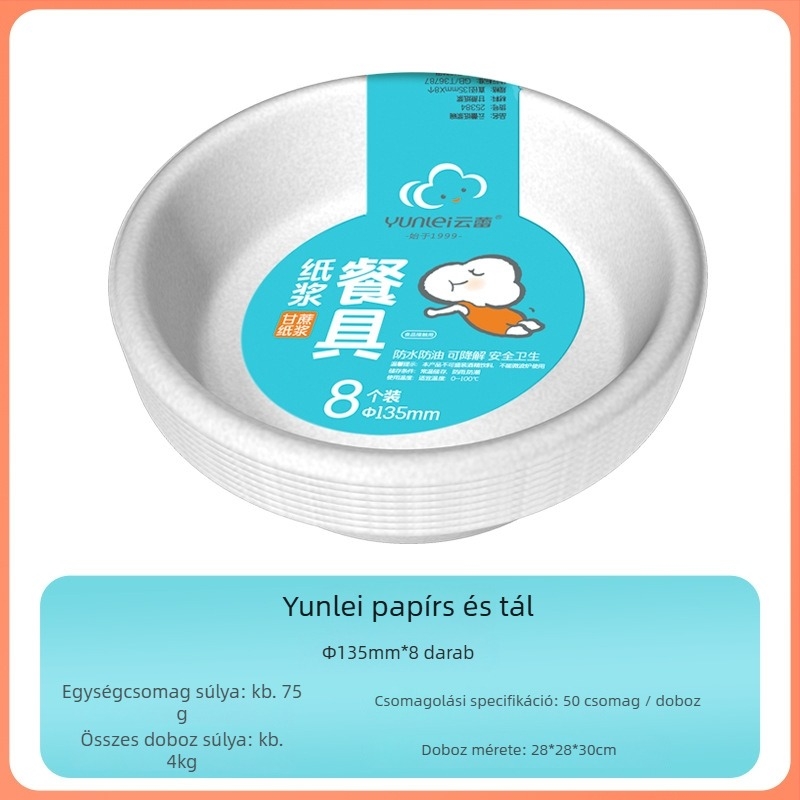 Egyszer használatos korong alakú tál, kör vagy négyzet formájú, tömeg 75–123 g