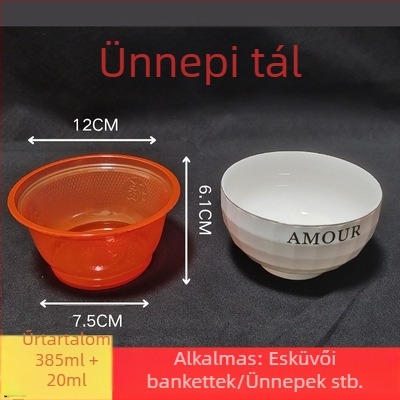 Egyszer használatos piros esküvői tálak, kerek, vastagított átlátszó műanyagból