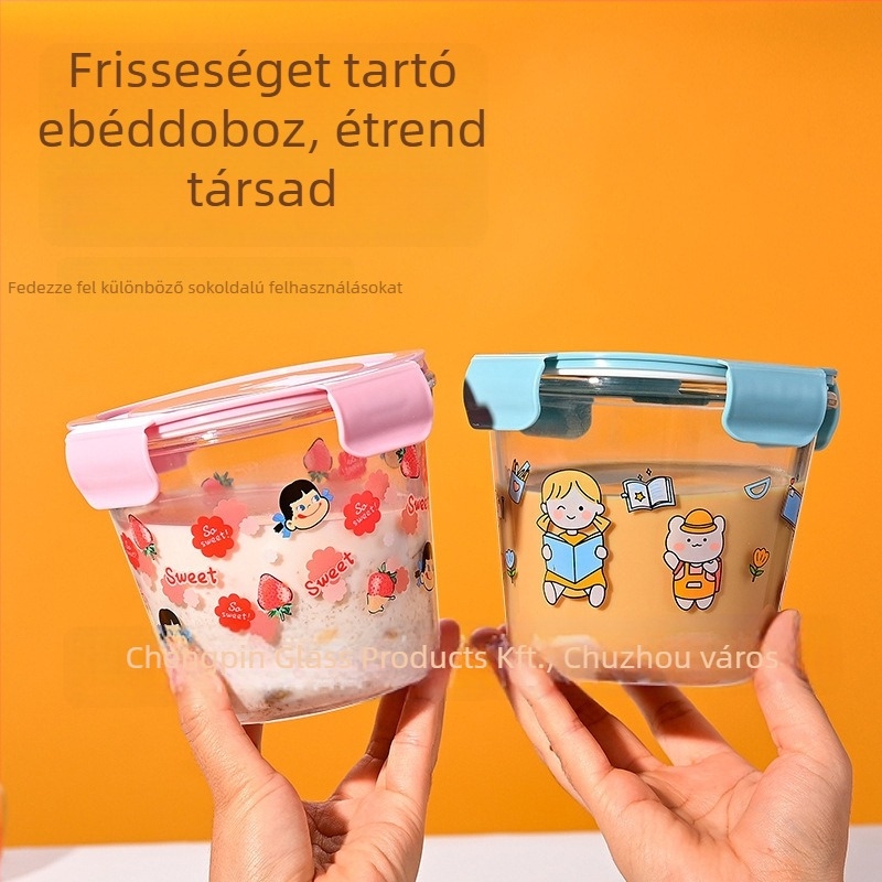 Üvegből készült ételtál fedéllel, mikrózható, egyrétegű uzsonnás doboz