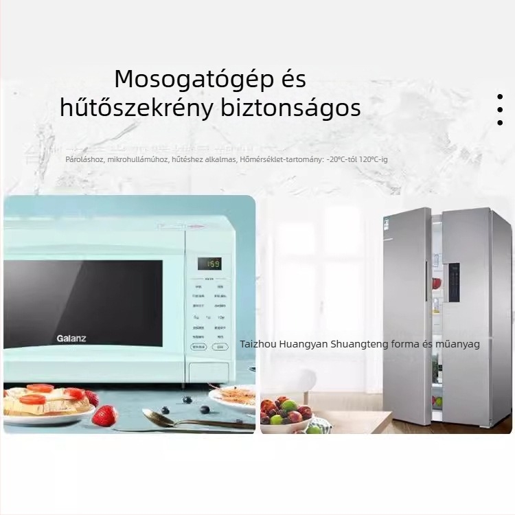Egyszer használatos gyümölcsdoboz három rekesszel, 900 ml kapacitás, műanyag, mikrohullámú sütőbe tehető, élelmiszer-biztonságos, gyártási engedély Zhexk16-204-02016