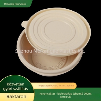 Egyszer használatos kerek levesestál kukorica keményítő alapú, mikrohullámú sütőben használható, biodegradálható (200 ml, kukorica keményítő alapú, mikrohullámú sütőben használható)