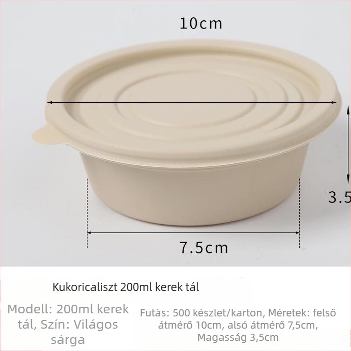Egyszer használatos kerek levesestál kukorica keményítő alapú, mikrohullámú sütőben használható, biodegradálható (200 ml, kukorica keményítő alapú, mikrohullámú sütőben használható)