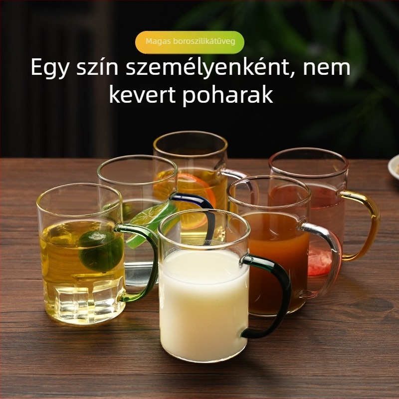 Hat darabos pohárkészlet fogantyúval, boroszilikát üvegből, hőálló, ajándékdobozzal