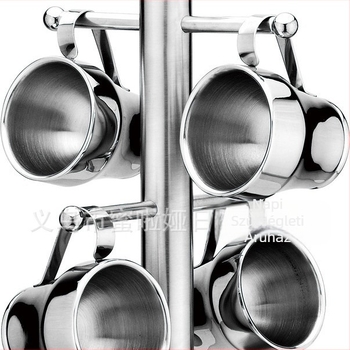 Milaya rozsdamentes acélból készült kávéscsésze tartó – függő, európai modern minimalist stílus, 6 csésze kapacitás, világos felületkezelés