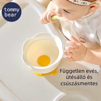 Baba etető tál – tojásvirág motívum, szilikon szívókorong, mikrohullámú sütőben használható, kör alak