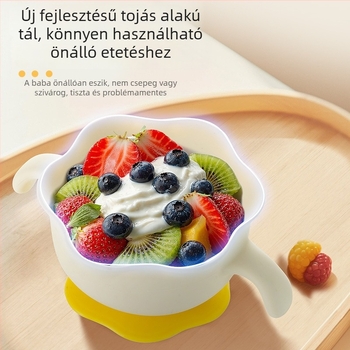 Baba etető tál – tojásvirág motívum, szilikon szívókorong, mikrohullámú sütőben használható, kör alak