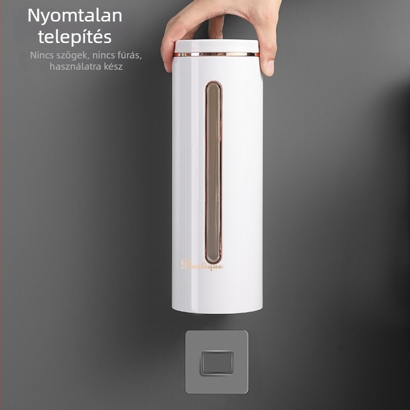 Falra szerelhető egyszer használatos pohár-dispenser, fúrás nélkül, műanyag pohár tartó, konyhai tároló