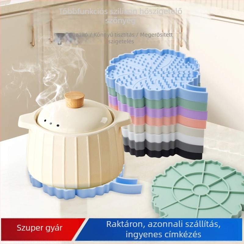 Modern minimalista egyszínű szilikon placemat — hőálló, szabálytalan alakú, poháralátét és szárító matrac