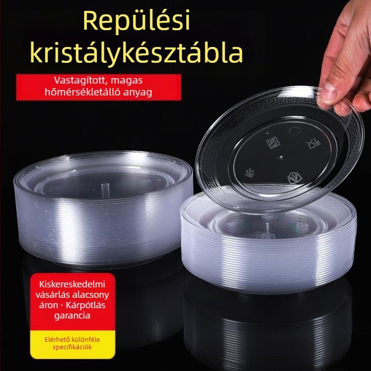 Egyszer használatos, átlátszó, kemény műanyagból készült tál, kóstoláshoz és BBQ-hoz, vastagított, egy adag